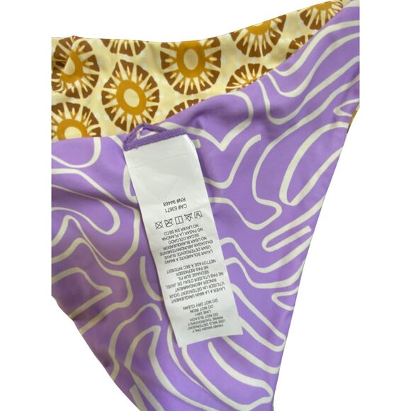 Roxy Reversible Triangle Bikini Small Purple & Gold Swirl Floral Beach Swimwear - Picture 3 of 9